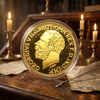Décoration d'intérieur, collection historique, cadeau, finition antique, pièce de monnaie en or réplique du roi George V de 1 once