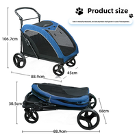 Poussette pliable en plastique et en maille pour chiens de taille moyenne et grande, chats âgés, pour les promenades en plein air et les voyages en camping