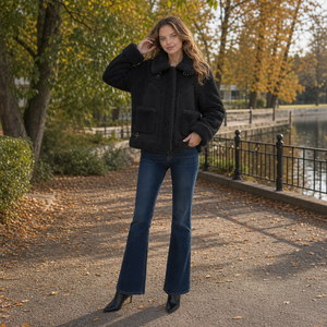 <span class=keywords><strong>Manteau</strong></span> d'hiver pour <span class=keywords><strong>femme</strong></span>, <span class=keywords><strong>court</strong></span>, imprimé, en tissu tissé imitation <span class=keywords><strong>bouclette</strong></span>, luxueux, coupe-vent, couleur camel, col rabattu, en peluche - Product Image 3