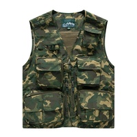 Gilet d'été pour hommes toutes saisons en maille à séchage rapide multi-sacs pour la photographie publicité chasse tir pêche fermeture à glissière