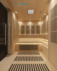 Sauna infrarouge lointain en bois massif de pruche pour 3 personnes, avec panneau de commande informatisé et faible EMF – Maisons miniatures abordables - Product Image 2