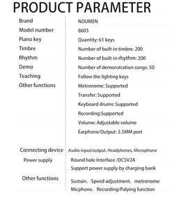 Bàn phím Organ điện tử 61 phím chuyên nghiệp với hiệu ứng ánh sáng nhạc cụ - Product Image 5
