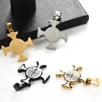 Collier pendentif croix Saint Benoît en acier inoxydable pour hommes et femmes, charme de prière catholique San Benito, bijoux religieux d'exorcisme