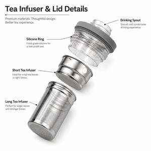 Custom 500ml 700ml Thermal Travel Sports Insulated Flask Stainless Steel Water Bottle with Removable <b>Tea</b> <b>Infuser</b> Strainer - Product Image 4