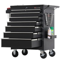 Boîte à outils d'atelier de garage d'armoire à roulettes en plastique à 7 tiroirs avec roues