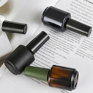 15ml Transparent Amber Matte Black <b>Round</b> Glass Nail Polish Bottle with <b>Brush</b> Lid Empty Gel Polish Containers - Product Image 2
