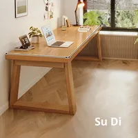 ZTS820 Bureau d'ordinateur à double étude simple Établi de jeu de bureau long avec un design moderne et un style en bois massif