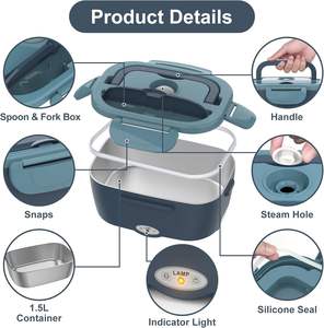 กล่องอุ่นอาหารแบบพกพา 3-in-1 ใช้ไฟ 110v/12v สำหรับใช้ในบ้าน รถยนต์ และนอกสถานที่-Portapranzo ขายส่ง - Product Image 3