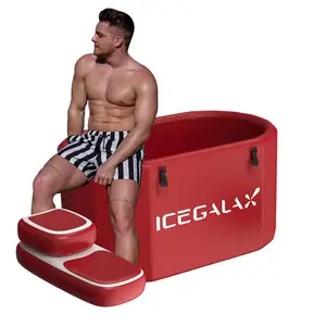 حوض التنفس والراحة الرياضي القابل للنفخ من ICEGALAX حوض التجمد القابل للنفخ والمزود بأداة تثبيت وتجميد البشرة حوض استحمام بارد على شكل برميل ثلج