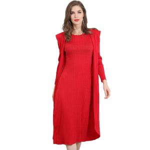 De manga larga de las mujeres vestido plisado <span class=keywords><strong>Mujer</strong></span> <span class=keywords><strong>Plus</strong></span> tamaño vestidos de - Product Image 1