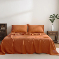 Ensemble de draps plats 4 pièces en lin 100% sur mesure, moderne, écologique, 300 fils, anti-acariens, antibactérien (taille King) pour hôtel
