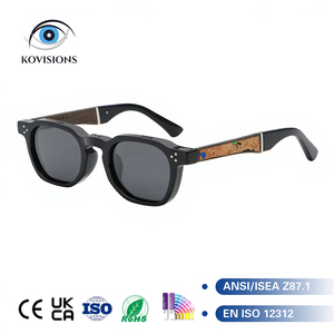 Gafas <span class=keywords><strong>de</strong></span> Sol Redondas Clásicas Vintage con Diseño <span class=keywords><strong>de</strong></span> Llave Inglesa para Hombre y Mujer, Material Mixto, Corcho, Madera, <span class=keywords><strong>Triple</strong></span> Pin, Protección UV400, para Exteriores - Product Image 1
