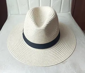 באיכות גבוהה זול 56-58cm קיץ 5 צבעים חאקי לבן נייר כובע נשים זוג קש פדורה כובעי עבור גברים