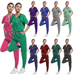 Women's <b>Scrub</b> Uniform Set Short Sleeve Moisture Wicking Hospital Workwear For Medical Spa Beauty Salon - Product Image 1