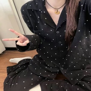Completo pigiama da donna due pezzi in cotone nuvola con stampa stellare, maniche lunghe, lunghezza intera, collezione Primavera/Estate 2026 - Il più venduto - Product Image 2