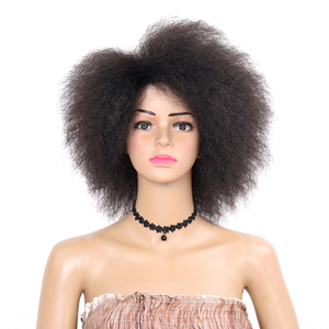 Perruque synthétique crépue droite bouclée, perruque courte duveteuse noire faite à la machine, perruques Afro pour femmes noires - Product Image 6