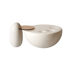 Tavolino da Caffè Rotondo in Vetro Temperato con Struttura in <span class=keywords><strong>Legno</strong></span> e Design a Zampa di Gatto, Stile Moderno Minimalista, Novità 2025, per Soggiorno - Product Image 2