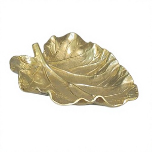Plat à fruits secs en aluminium de dernière génération, design feuille, couleur or, qualité supérieure, pour restaurant et usage domestique - Product Image 1