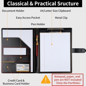 Porte-documents professionnel en similicuir avec presse-papiers, classeur <span class=keywords><strong>et</strong></span> bloc-notes format A4/Letter pour la rédaction de <span class=keywords><strong>CV</strong></span> - Product Image 3