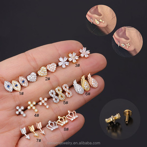 <span class=keywords><strong>Piercing</strong></span> de acero inoxidable con espalda plana, <span class=keywords><strong>piercing</strong></span> para oreja, hélice, rook - Product Image 1