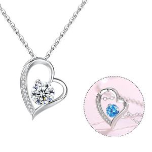 Collar con Colgante de Corazón de Plata de Ley 925 con Circonita Cúbica, Chapado en Rodio, para Compromiso, Boda, Fiesta o Regalo - Product Image 4