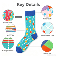 Chaussettes en coton à pois jacquard colorées unisexes, chaussettes décontractées amusantes et vibrantes, logo personnalisé OEM