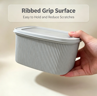 Ensemble de 4 contenants alimentaires en plastique PP empilables gris rectangulaires pour la préparation des repas et l'organisation de la boîte à lunch en cuisine