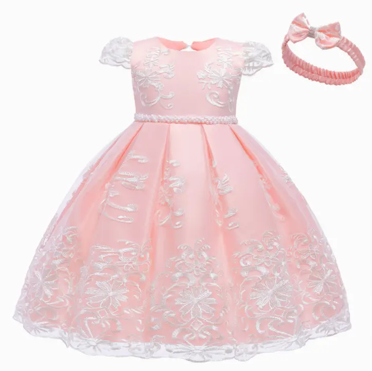 Mädchenkleider Designs Kurzarm-Kinderballkleider Spitzen-Befestigung Kinderkleidung kleines Mädchen Geburtstag Party-Kleid
