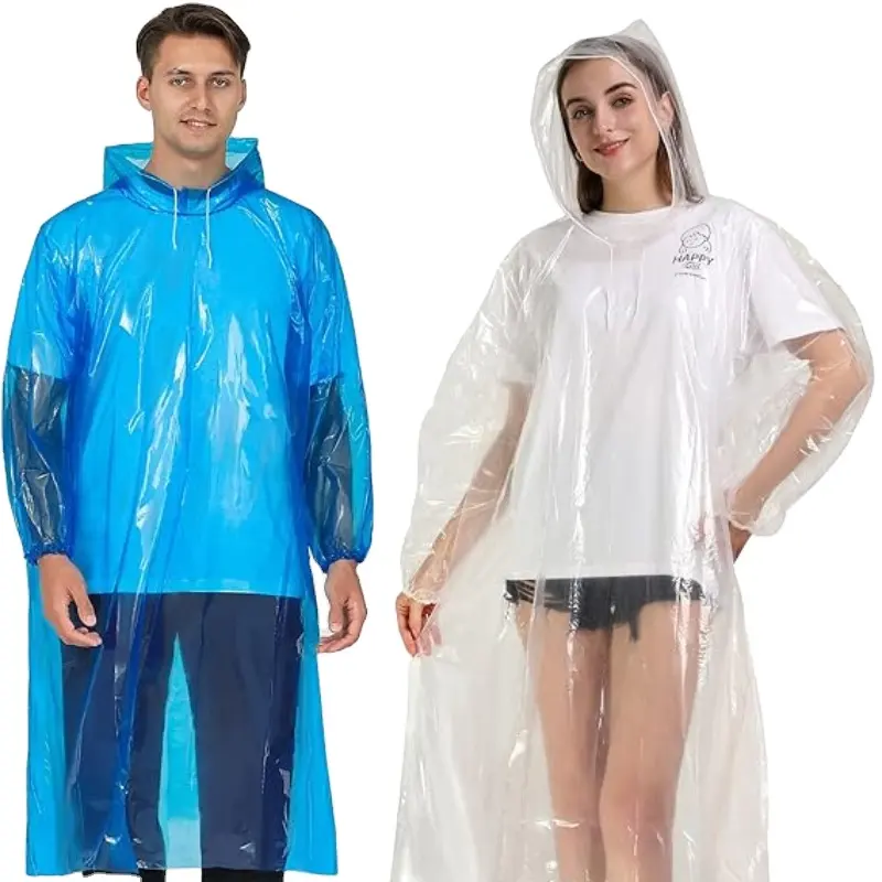 LDPE PE material disposable promotion rain wear gift rain coats gear poncho rain coat