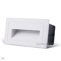 Extérieur étanche encastré blanc chaud 3w 220v 240v boîtier en aluminium LED applique murale pour escalier