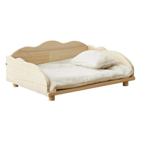 Lit pour chien géant rectangulaire en pin naturel durable XXL, plateforme écologique non peinte, antidérapante, matelas en fibre de coco rafraîchissant pour l'été