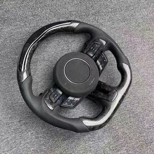 Volant en fibre de carbone forgé sur mesure avec écran LED pour <span class=keywords><strong>Ford</strong></span> Mustang S550 2015-2023 GT - Cuir chauffant et perforé - Product Image 6