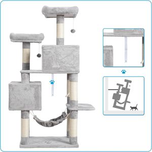 Manufacturer Wholesale Sisal Grey Beige Brown Simple Style Tower Condo <b>Cat</b> Tree - Product Image 4