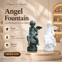 Sculpture de fontaine d'ange en résine de style européen de haute qualité, statue d'élément aquatique pour la décoration de cour, de villa ou d'hôtel