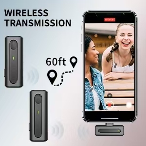 K93 2MIC Mini Microphone Lavalier Sans Fil 2.4GHz Rechargeable Vidéo a <span class=keywords><strong>Micro</strong></span> Karaoké Microphone Sans Fil <span class=keywords><strong>Cravate</strong></span> pour Téléphone - Product Image 5