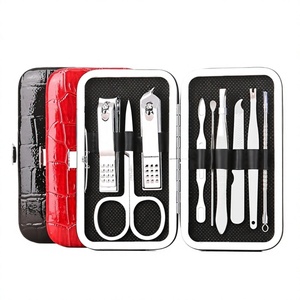 9-teiliges Nagelknipser-Set aus Kohlenstoffstahl im Lederetui mit Karomuster, Komplettes Maniküre-Werkzeugset, Maniküre-Pediküre-Set mit Aufbewahrungsbox - Product Image 1