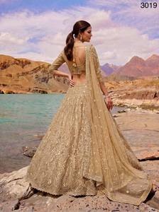 <b>Top</b> Quality Golden Heavy <b>Net</b> Lehenga Choli With Premium Embroidery Work For Bridal And Wedding Wear Available at Best Price - Product Image 4