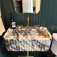 Vasque de salle de bain en marbre noir Calacatta de luxe, lavabo en pierre naturelle, lavabo en marbre