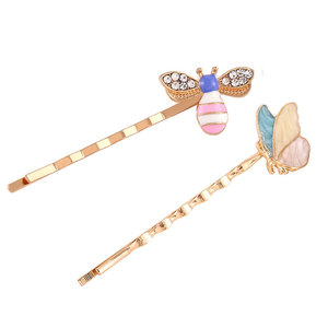 Pinzas para el cabello con diseño de mariposa y abeja de 12 cm, decoradas con diamantes de imitación, estilo casual para mujer - Product Image 5