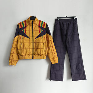 <strong>Men's</strong> Color Block Plaid Track <strong>Suit</strong> Stand Collar Full Zip Jacket Elastic Waist Pants Windproof Lightweight Streetwear Athletic - Product Image 1