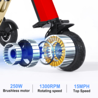 Trottinette électrique pliable TopMate ES33 en alliage d'aluminium léger à 3 roues, batterie 36V 7.8AH, fonction marche arrière, étanche, avec clé