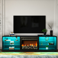 Meuble TV en bois avec panneaux LED et 4 tiroirs, unité TV moderne pour salon, installation facile