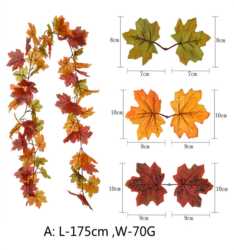Artificial Autumn Fall Maple Leaves Garland  for Thanksgiving  Home Decoration