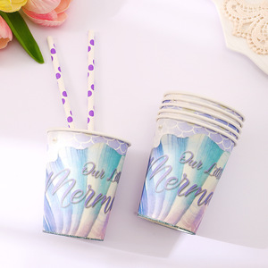 DAMAI - Vajilla Desechable de Sirena Morada para Fiestas, Platos, Servilletas, Vasos, Juego de Vajilla Desechable de Sirena para Decoración de Fiestas de Cumpleaños - Product Image 4