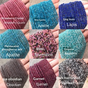 Perles <span class=keywords><strong>en</strong></span> <span class=keywords><strong>pierre</strong></span> <span class=keywords><strong>naturelle</strong></span> facettées de 3 mm, tourmaline, grenat, agate, <span class=keywords><strong>pierre</strong></span> de lune, perles intercalaires <span class=keywords><strong>en</strong></span> cristal pour la création de bijoux DIY - Product Image 4