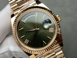 2025 High Quality <b>Men's</b> Mechanical <b>Watch</b> with Green Dial and Gold Band, Weekly Calendar - Product Image 4