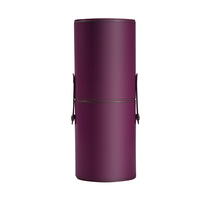 Porte-pinceaux de maquillage en cuir PU vegan avec poignée en métal, sac cosmétique portable à roulettes pour outils de maquillage