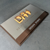 Enseigne commerciale personnalisée rétroéclairée par LED, en acier inoxydable et acrylique, couleur or, étanche IP54, télécommande, lettres 3D pour extérieur