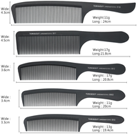 Sisir Potong Rambut Lipat Anti Statis 30 Styles Salon, Gigi Halus, Plastik, Model Rat Tail, Hitam