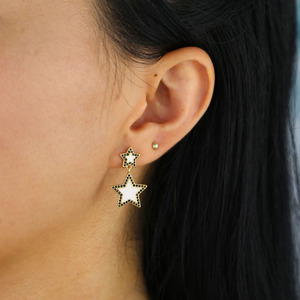 Pendiente de estrella de colores, pendientes de estrellas colgantes con esmalte colorido, rojo, negro, blanco, arcoíris, regalo de Navidad, promoción - Product Image 4